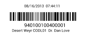A bar code with text and numbers is shown.